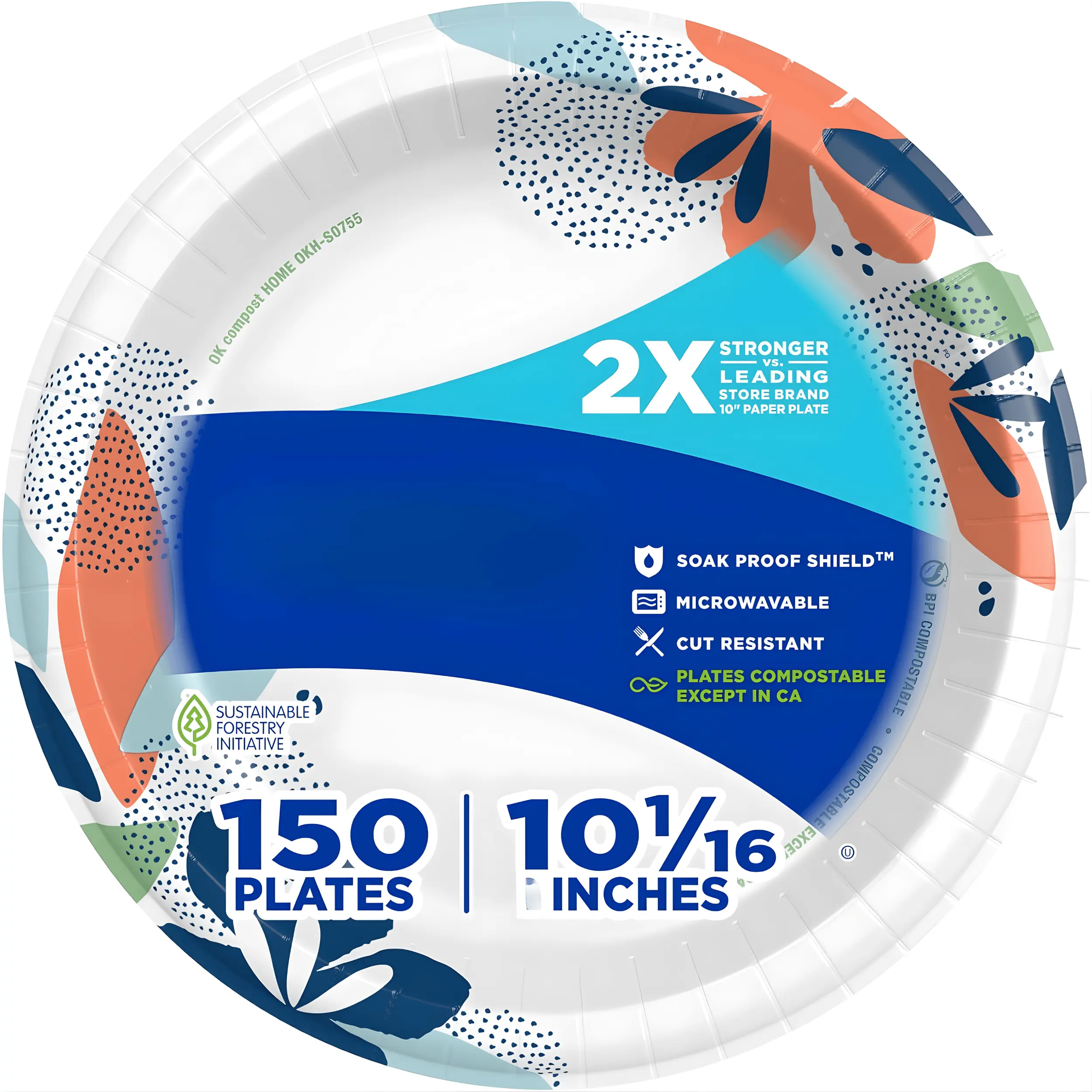 10 Inch Large Paper Plates 150 Count 2X Stronger Heavy Duty Disposable Plates, Microwave Safe, Soak-Proof & Cut Resistant, Bulk Party Plates for Breakfast Lunch Dinner, BBQ & Events, Durable Everyday Tableware