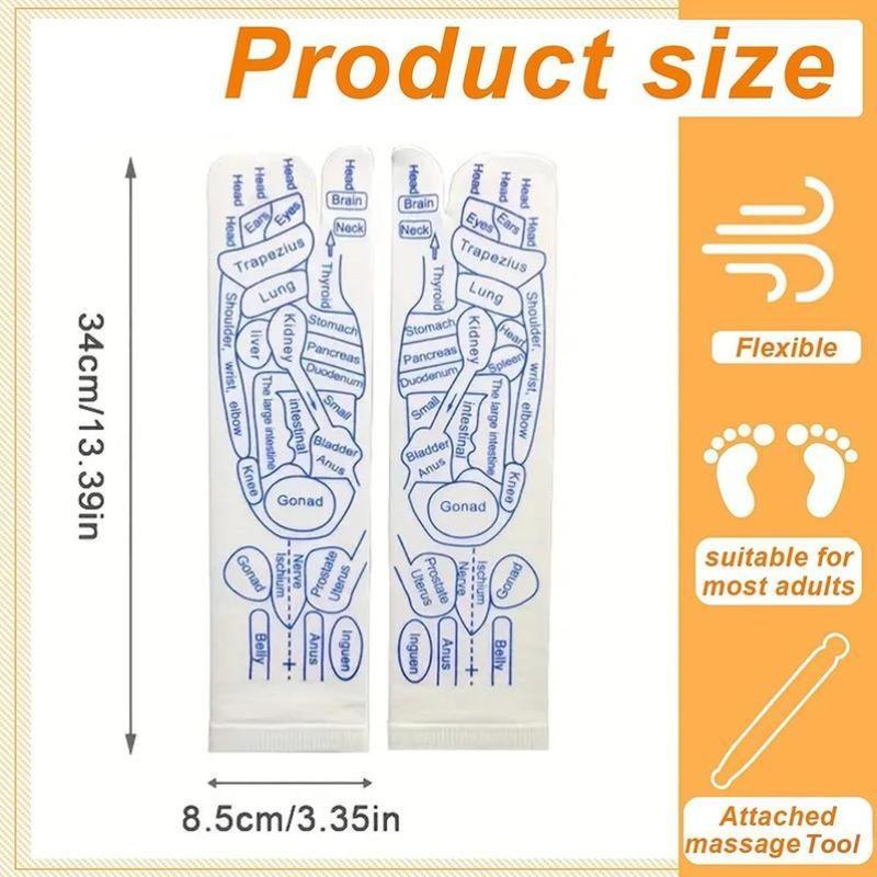 White Acupressure Foot Massage Socks Set with Tool – Targeted Foot Relief for Home Relaxation