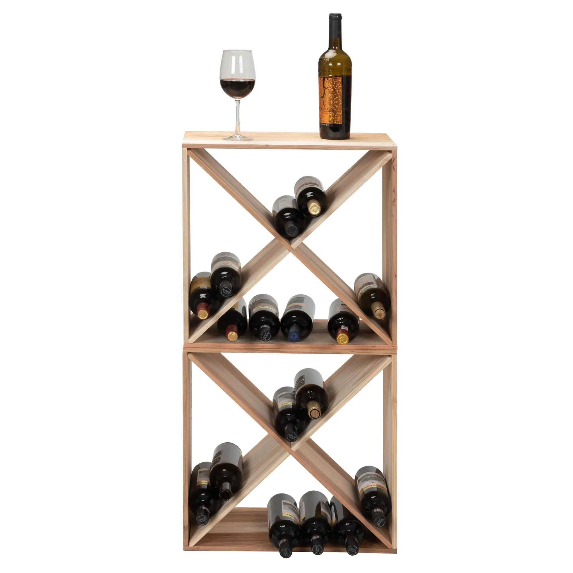 Set of 2 24 Bottle Wine Rack Solid Wood Holder Cube Bar Storage Cellar ...