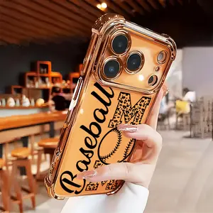 Baseball Fan Mom Design Phone Case for iPhone 17 Air 16 15 14 13 12 11 Pro Max Plus border Electroplating with counter-fall Safety Cushion 2D printing Four-corner Thickened