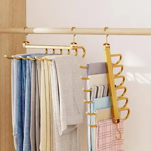 Pants Hangers,Golden Metal Alloy Hangers Closet Organizer,Sturdy Space-Saving Clothes Pants Hangers, Closet Organizers for Pants Jeans Skirts Scarf Legging