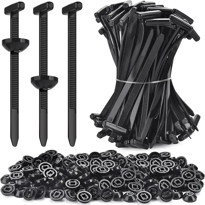 IMOLI  100 Pieces Nylon Universal Cable Ties - New T-Type Multi-Functional Nylon Zipper Cable Ties with Pin and Button Design. Plastic Cable Holding Tool Fastener. UV Resistant Zipper. Suitable for Routine Automotive Maintenance Bumper Clips. Multifunctio