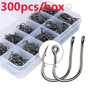 300pcs High Carbon Steel Rustproof Fishing Hooks Set, Size 3-12 Sharp Round Hooks, Small Fishing Accessories, Durable and Reusable, Fishing Gear Set