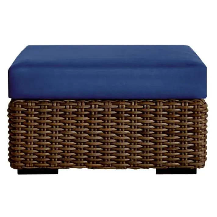 RSH Decor Veranda Blue Foam Ottoman Cushion, Outdoor Patio Replacement, Water-Resistant All-Weather Fabric, 23" x 20" x 4"