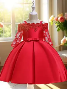 One-shoulder party evening dress for girls birthday princess dress flower girl tutu dress children's performance costume dress