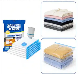 Vacuum Storage Bags 6-Pack Space-Saving Clothing Compression Bags Blue & White Nylon 2 Medium 2 Large 1 Extra-Large with Electric Pump Heavy-Duty Double-Zip Triple Seal Valve Organiser for Wardrobes Closets Garages Basements blade stand door hangers