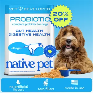 Native Pet Probiotics for Dogs - Dog Probiotics Powder for Digestive Health, Gut Support, & Immune Boost – Vet-Formulated Powder for Maximum Potency with Digestive Enzymes & Prebiotics