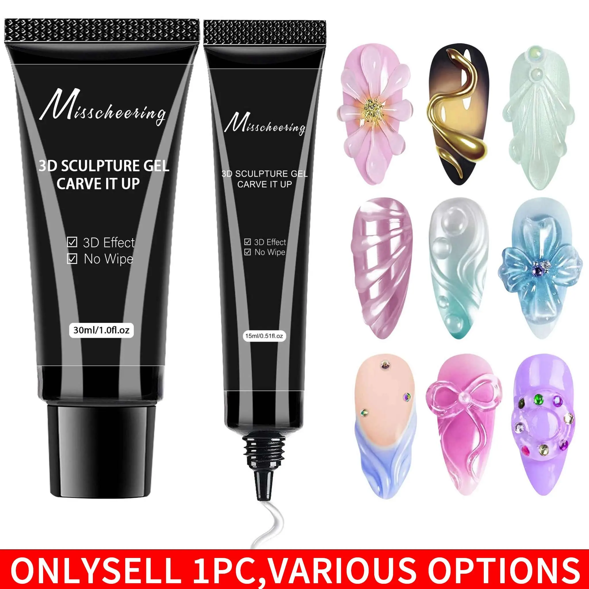 15ml/30ml 3D Nail Art Gel - DIY Designs Waterproof Sculpting gel Waterproof Nail Art Design Gel for Intricate Carvings & Shapes Handmade Gel Nails