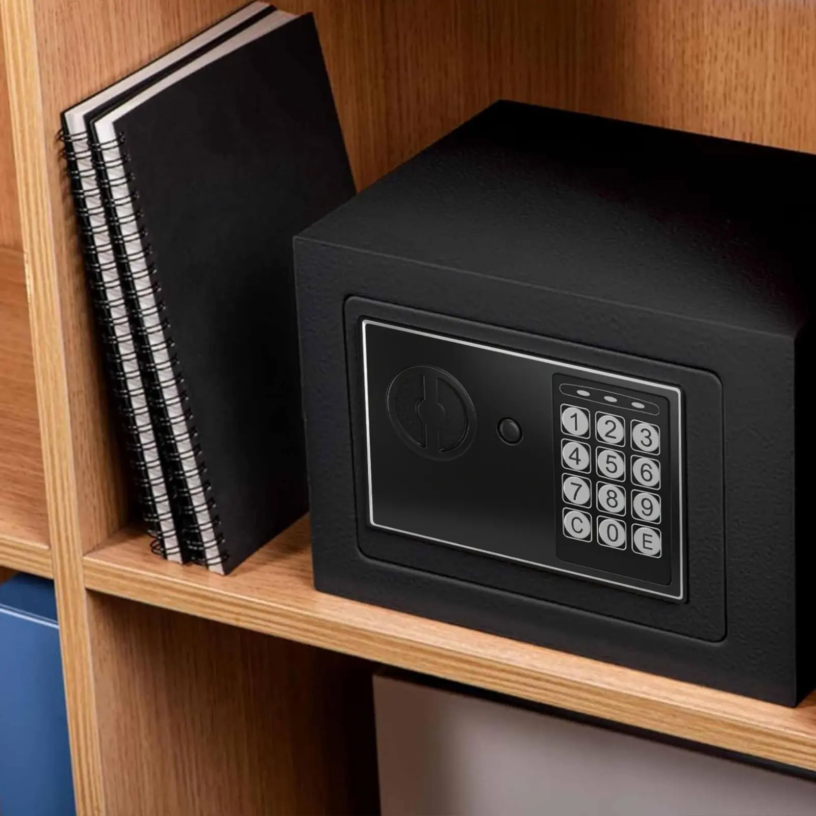 Compact Electronic Security Safe With Removable Interior Mat Two Mounting Methods Wall Or Floor Pre Drilled Holes Included Expansion Screws