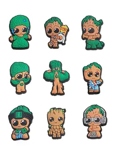 9-Piece Set Baby Groot Designer Style Shoe Charms DIY Garden Shoe Decoration Accessories, Unisex Appeal Birthday Gift for Kids, All Seasons Cartoon Pattern
