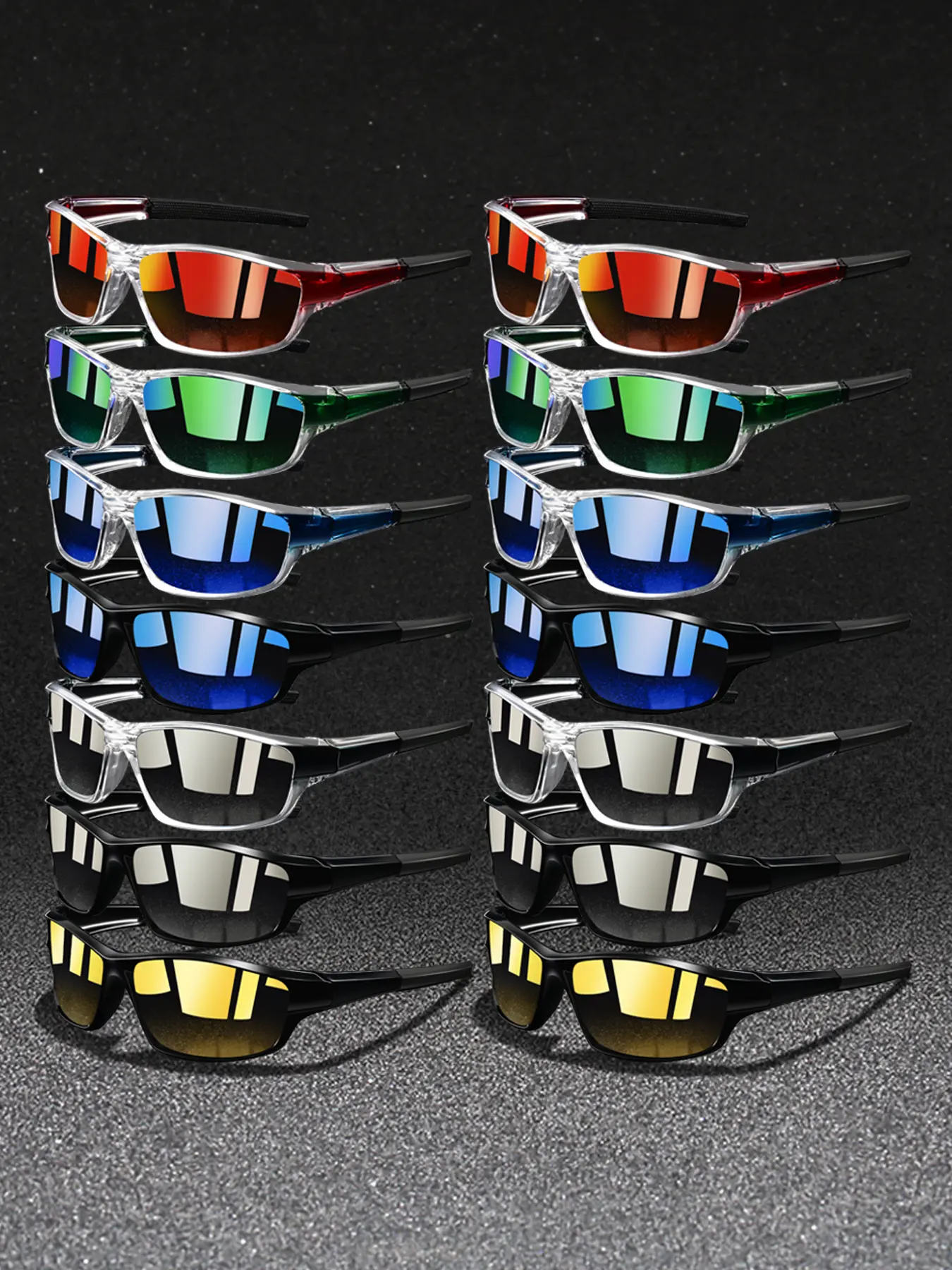 14pairs of the latest model square sports glasses, Sporty eyewear, provide multiple color options,suitable for both men and women,transparent splicing frame with rubber nose pad,glasses for summer beach travel,suitable for daily wear and outings