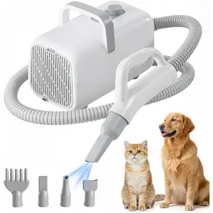 1550W High Velocity Dog Hair Dryer Adjustable Speed Temperature Pet Grooming Blow Dryer with 4 Nozzles