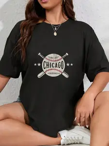 100% Cotton Chicago Illinois IL T-Shirt Vintage Baseball Graphic Tee T-Shirt