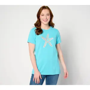 Quacker Factory Nautical Rope Short Sleeve Sweater