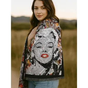 Women's Premier Quality Golden Blossom Tapestry Scarf Floral Design with Elegant Fringes Soft Comfortable and Versatile Accessory for Everyday Use