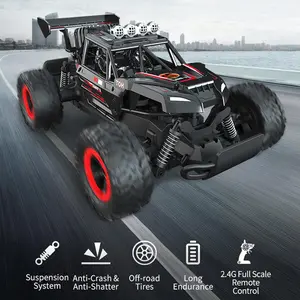 Remote Control Car, All Terrain Off-Road RC Truck, 2.4GHz 4WD RC Cars with Lights and Rechargeable Battery for Adults (Red)