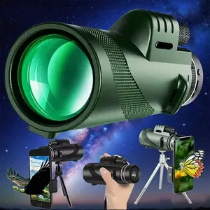 80x100 portable single-tube telescope with high-definition long-range zoom, high magnification monocular, equipped with smartphone adapter, suitable for hunting, outdoor camping, hiking, and sports Outdoor Monocular Telescopes