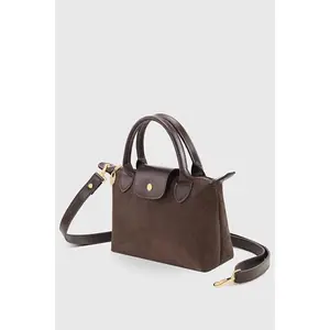 Brown Suede Versatile PU Leather Shoulder Bag for Women