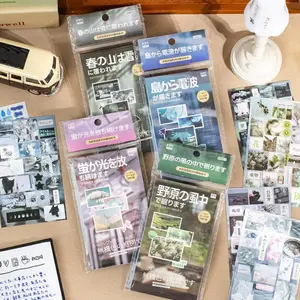 1 model of 20 sheets of cut film sticker book multi pattern theme coated paper material old fashioned mobile phone case notebook DIY decoration material sticker book