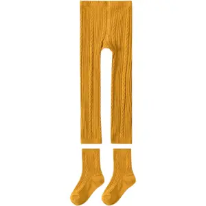 Kid Girls Footless Tights with Socks Set Toddler Cotton Leggings Pants Warm Stockings Age 18M-8Y