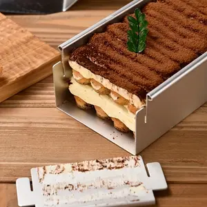 Rectangular Stainless Steel Cake Mold Set, Long Tray & Spatula Tools, Commercial Mousse Cheese Cake Baking Supplies, Trendy Tiramisu Moulds