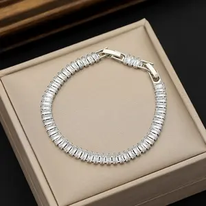 2025erptk Cross-Border Light Luxury Fashion Bracelet 2.5*5mm Colorful Zircon Wholesale Super Shiny Tennis Bracelet for Men and Women Popular; Trendy New