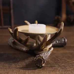 1pc Creative Antlers Candlestick Holder for Christmas and Thanksgiving, Unique Desktop Ornaments, Perfect Anniversary Gift and Holiday Decoration