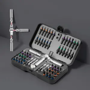 Precision Ratchet T Shaped Screwdriver Set 66 in 1 Magnetic Drill Bit Kit for Home Repair, Detachable T-Handle with Magnetizer for Electronics & More