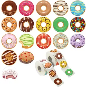 1.5" Donut Stickers,18 Designs,self Adhesive Sticker for Party Decoration,Teacher Reward and Incentive(600Pcs)
