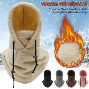 ‌Windproof Cap Outdoor Hat Warm Adjustable Sherpa Hood Ski Mask Windproof Arctic Cover Scarf Thickened Winter Skiing Unisex‌ Thermal Ski Mask Ski Balaclava