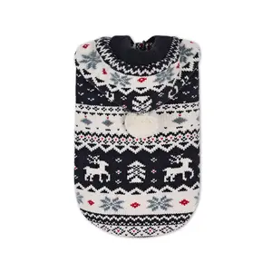 Pet sweater with hat, dog clothes, Isle of Fair Isle diamond pattern, vintage style