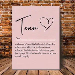 Teamwork Definition Canvas Mural-16X24-Inch Wooden Frame Office Decorations Canvas, Suitable for Team Building and Anniversary Celebration-Hemmed Canvas