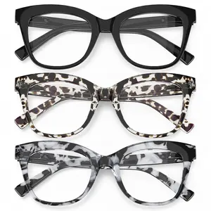 3 Pairs Women Outdoor Reading Sunglasses Oversized Full Lens Readers Leopard