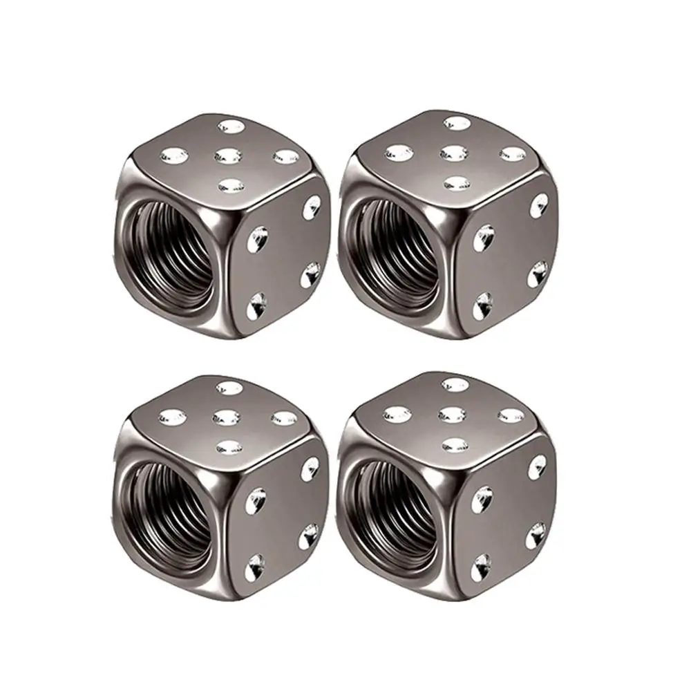Creative Dice Design Car Tire Valve Stem Cover Kit, Universal Dustproof Tire Valve Cover for SUV, Truck, Bicycle & Motorcycle, Car Exterior Accessorie