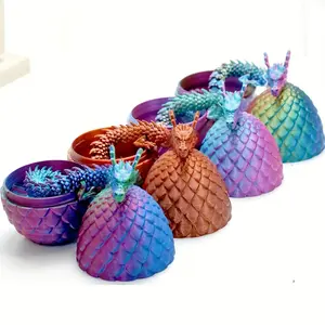 8PCS 3D Printed Flexible Dragon Figures with Colorful Eggs – Jointed Articulated Dragon Toys, Collectible Fantasy Decor Ornaments, Decorative Sculptures for Kids & Adults, Tabletop, Room, and Holiday Gifts
