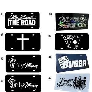 Bubba Yacht License Plate Collection – Pimping Ain’t Easy, Wasted Paychecks, Ace of Spades, Its Only Money, Thot Yacht, Mr. Beat The Road, 12" x 6" Aluminum Front Tag, Made in USA