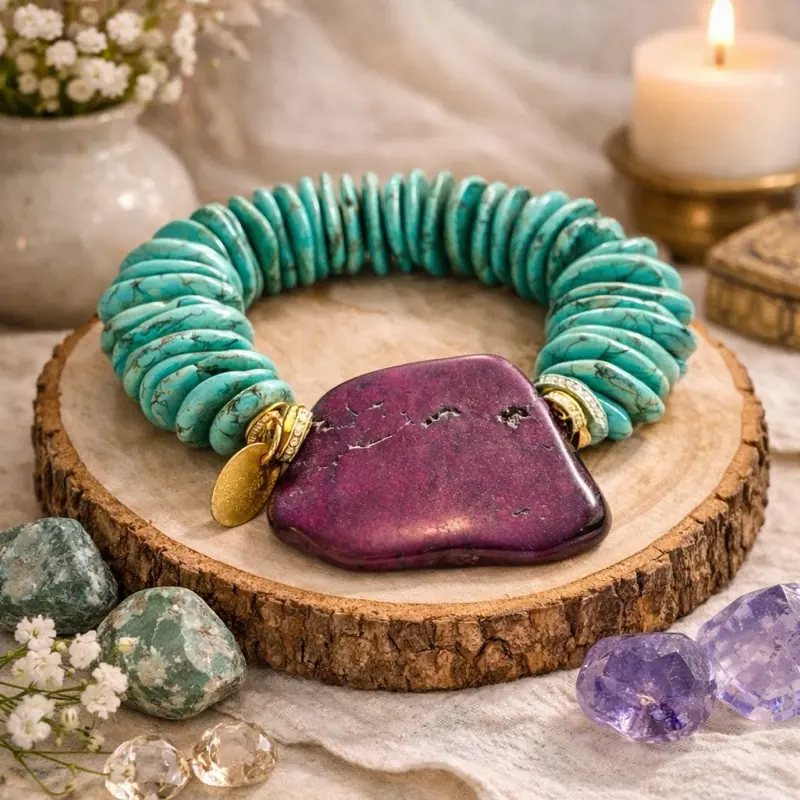 Turquoise Orchid Statement Bracelet
