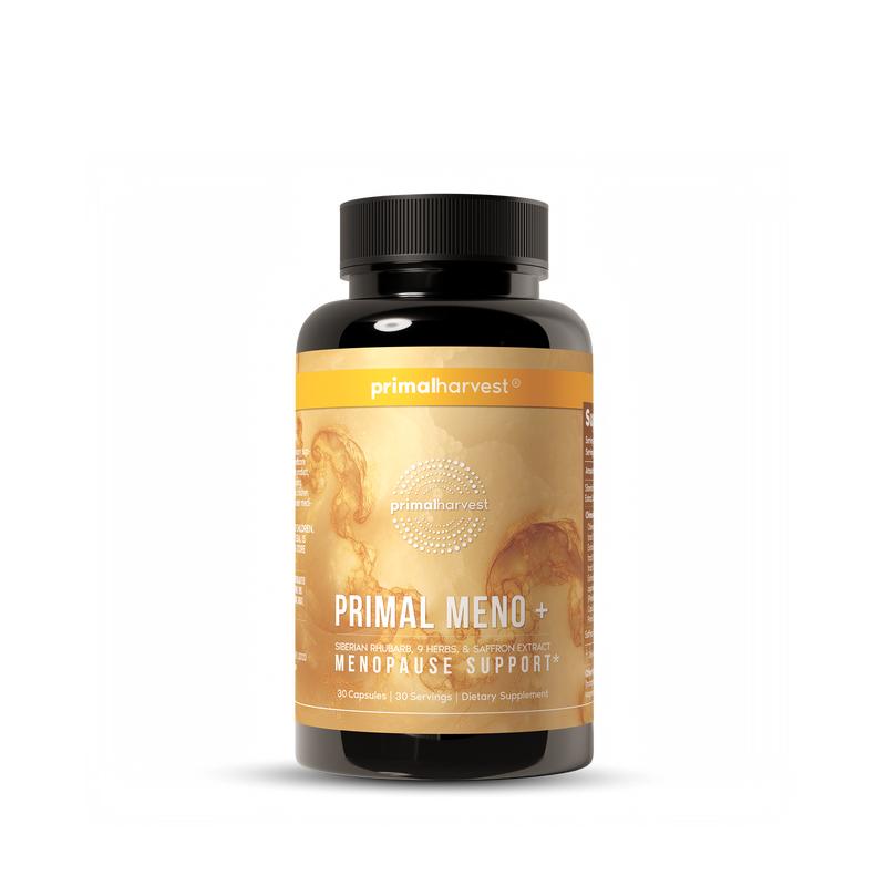 Primal Meno+ Natural Menopause Support – Hormone-Free Relief with Siberian Rhubarb, Saffron & 9 Herbal Extracts