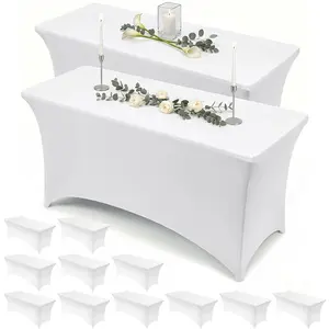 [1/3/5/10 Pack] 6FT Stretch Spandex Tablecloth, Birthday Party Tablecloth, Versatile Rectangular Kitchen Table Cover, Full-Coverage Tablecloth for Outdoor Barbecues and Camping, Suitable for Weddings, Banquets, and Parties