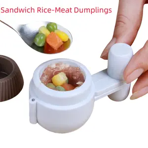 2 Pieces Sandwich meatball maker household wrapped meatball mould fish balls beef balls shrimp balls vegetable balls scoop squeezing tool two size meatballs assorted with Rice-meat dumplings，