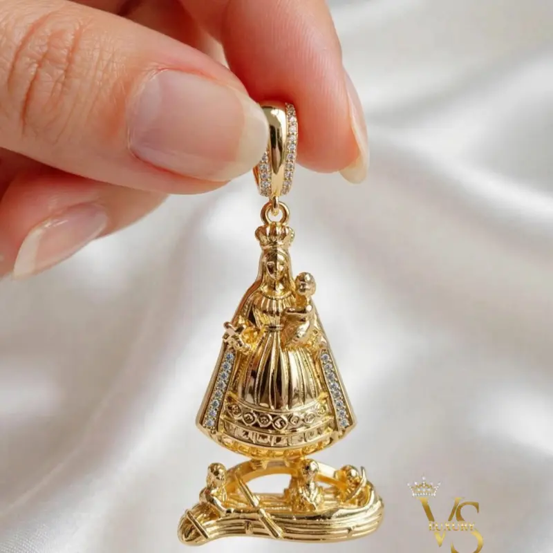 Valdes Luxury Our Lady of Charity Pendant | 14K Gold Plated Layered | High-Quality Everyday Wear