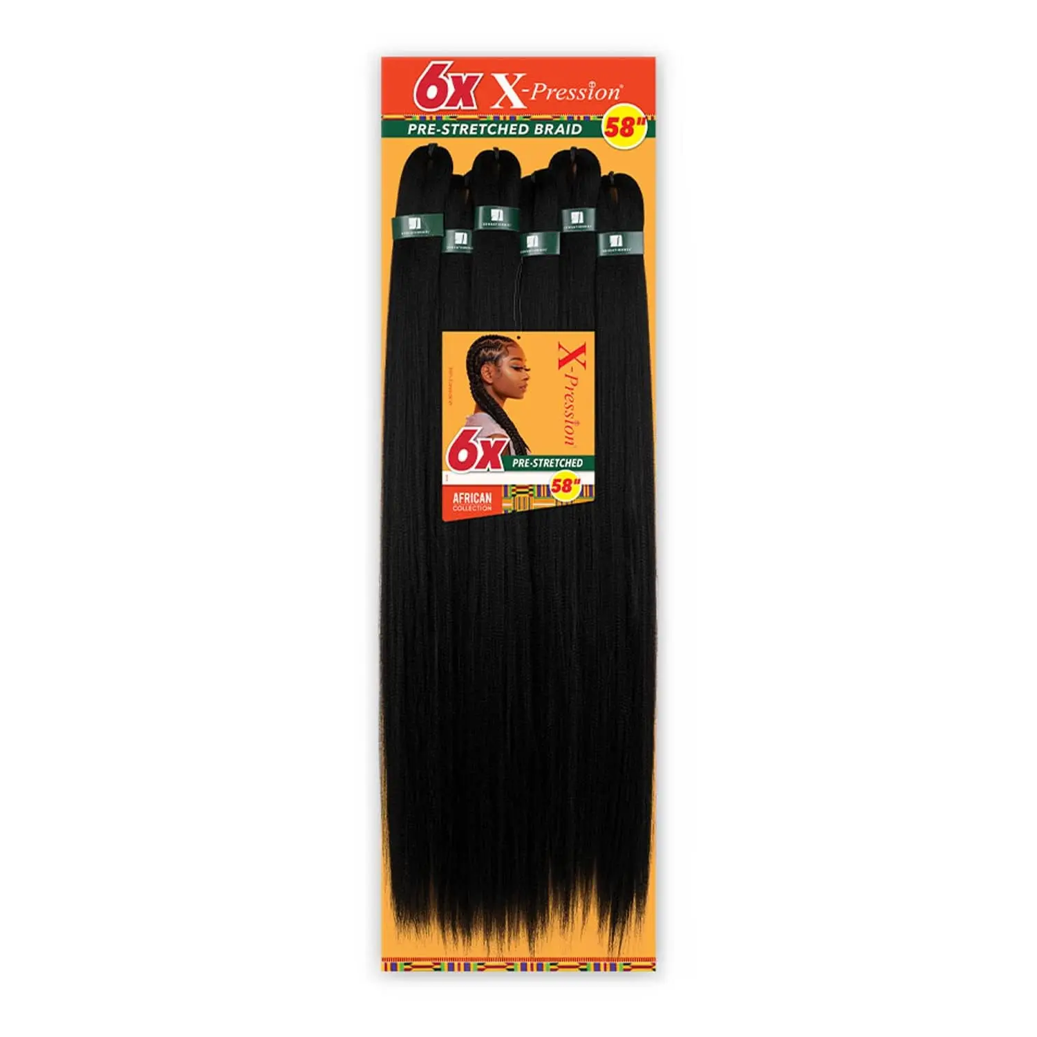 6X -PRESSION 1B Sensationnel X-Pression Prestretched Braids-6X Braid 58in,1B OFFBLACK | Braiding Hair,Kanekalon, Flame-Retardant, Synthetic, Box Braids & Twists
