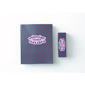 Mental Health Matters Notebook & Bookmark – Green Checkerboard