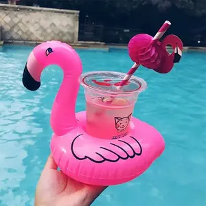 12 pieces Inflatable Floating Flamingo Drink Coaster Holder Cup Can Beverage Holder for pool -  pack of 12 - Drinkware Birthday