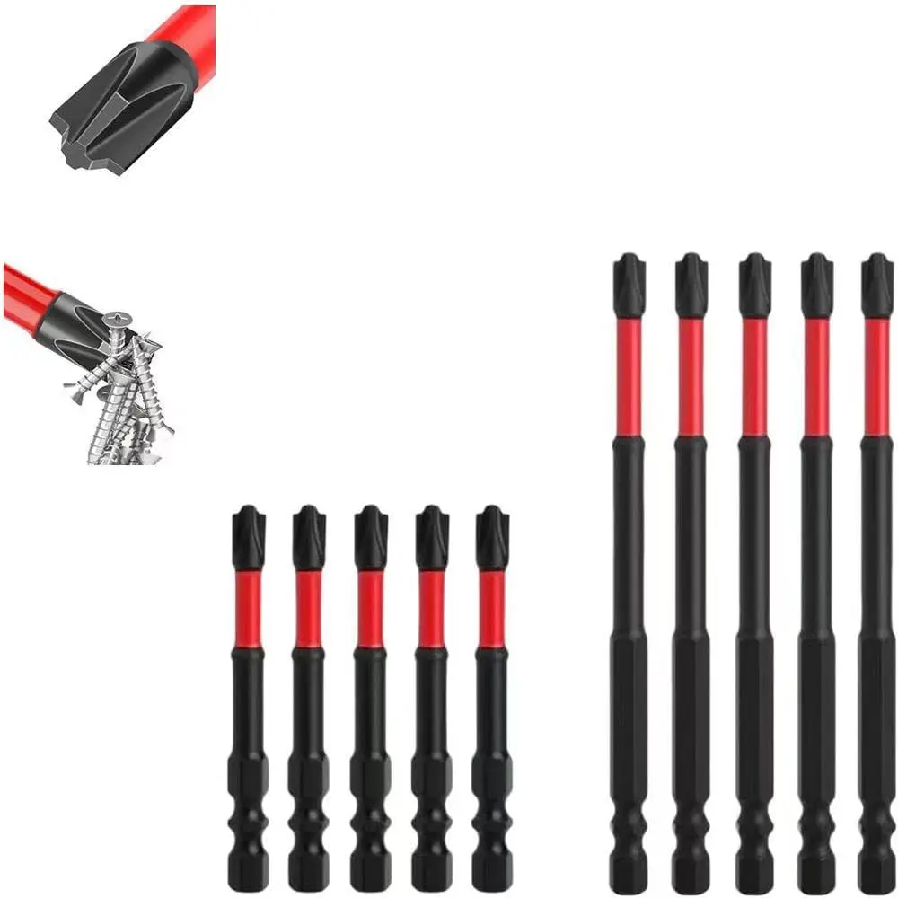 FPH2 Impact Bit Set, S2 Steel 65mm & 110mm Slotted Heads, 1/4 inch Hex Shank, CNC Machined Tips, Cross Slot Screwdriver Drill Bits for Electricians & Socket Panels