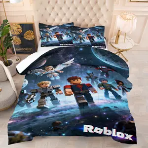 Roblox patterned comes with cotton and includes 1 blanket and 1 or 2 pillowcases without a core. It is suitable for home or dormitory decoration and is a perfect holiday gift Soft Comfy Blanket