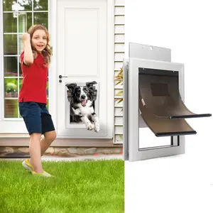 Heavy Duty Extra Large Dog Door for Door Aluminum Profile Doggie Door for Interior Exterior Doggy Door Telescoping Tunnel with Magnetic for Extreme Weather with Double Flaps-XL (Up to 220 Lbs)