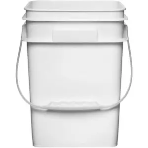4 Gallon Square Food grade Bucket pail with plastic handles and Lid