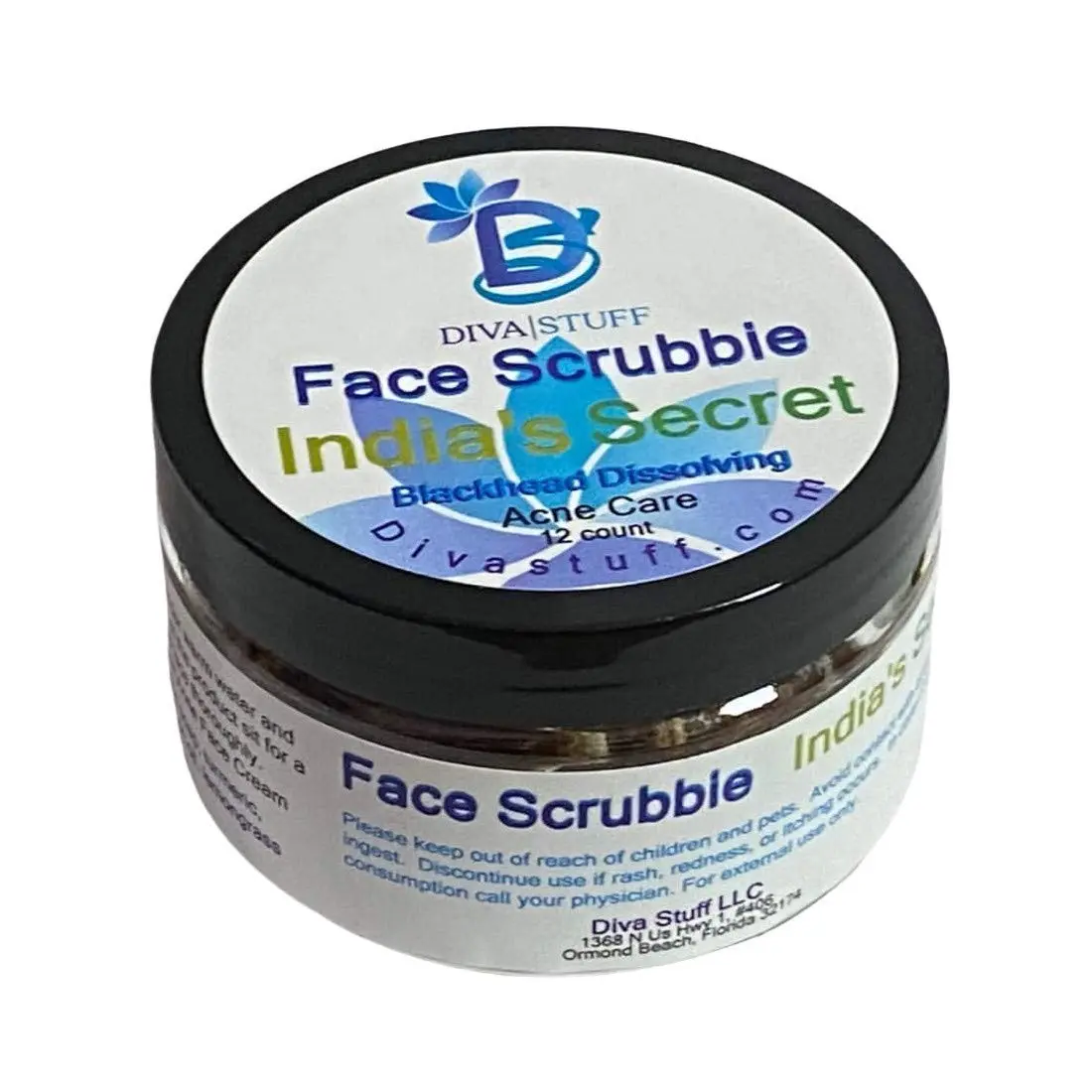 Diva Stuff India's Secret Blackhead Dissolving Face Scrubbies, 12 Per Jar, With Turmeric,Baking Soda and More