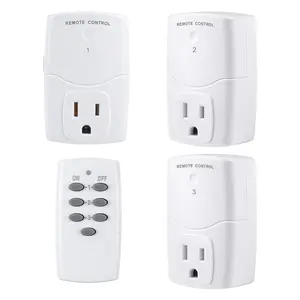 BN-LINK Mini Wireless Remote Control Outlet Switch Power Plug in for Household Appliances, Wireless Remote Light Switch, LED Light Bulbs, White (1 Remote + 3 Outlet) 1250W/10A